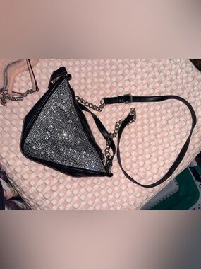 wild fable Black Crystal Triangle Crossbody Bag